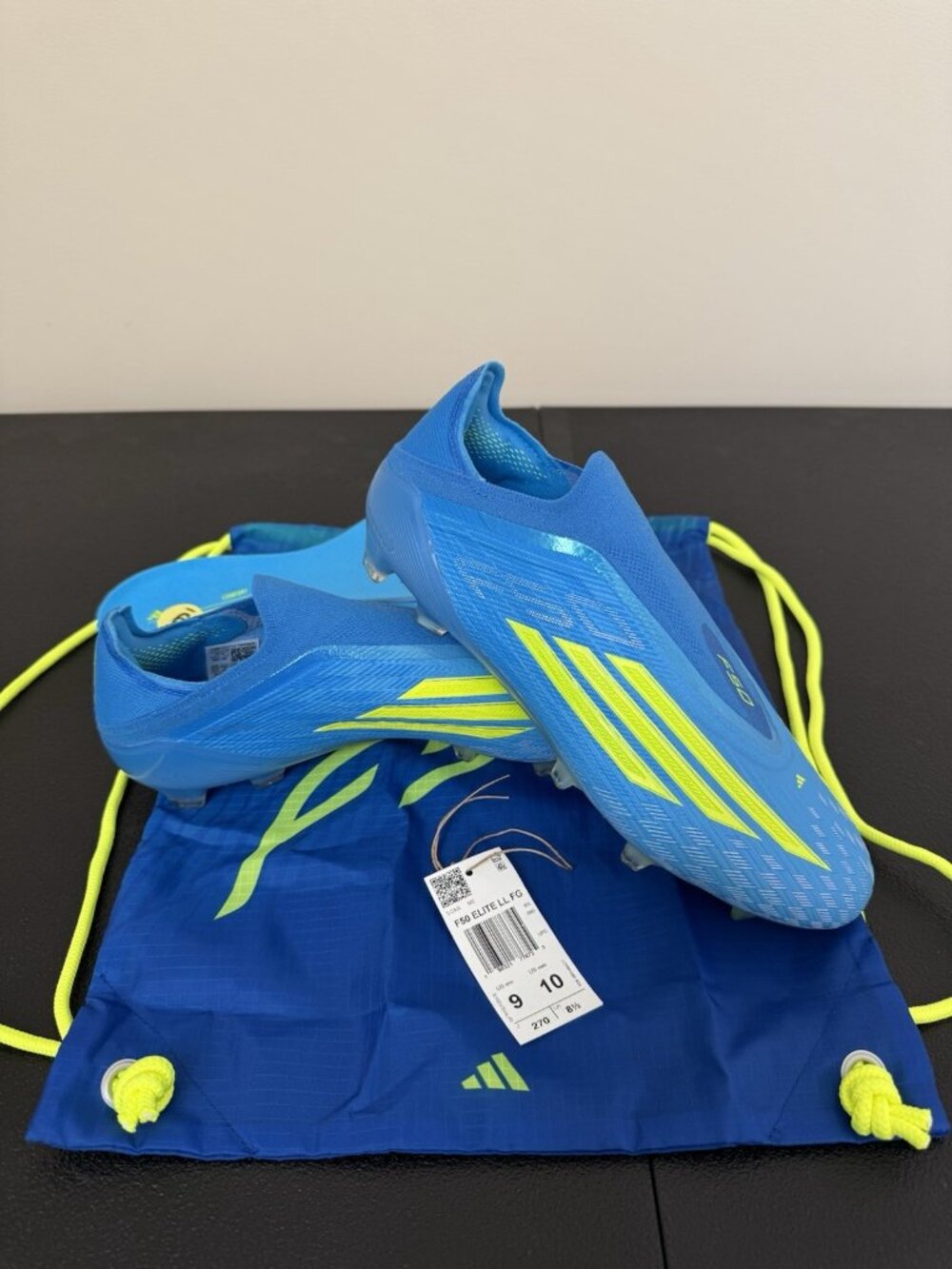 adidas F50 Elite Laceless FG Soccer Cleats Mens 9 Lucid Ray Blue Yellow New
